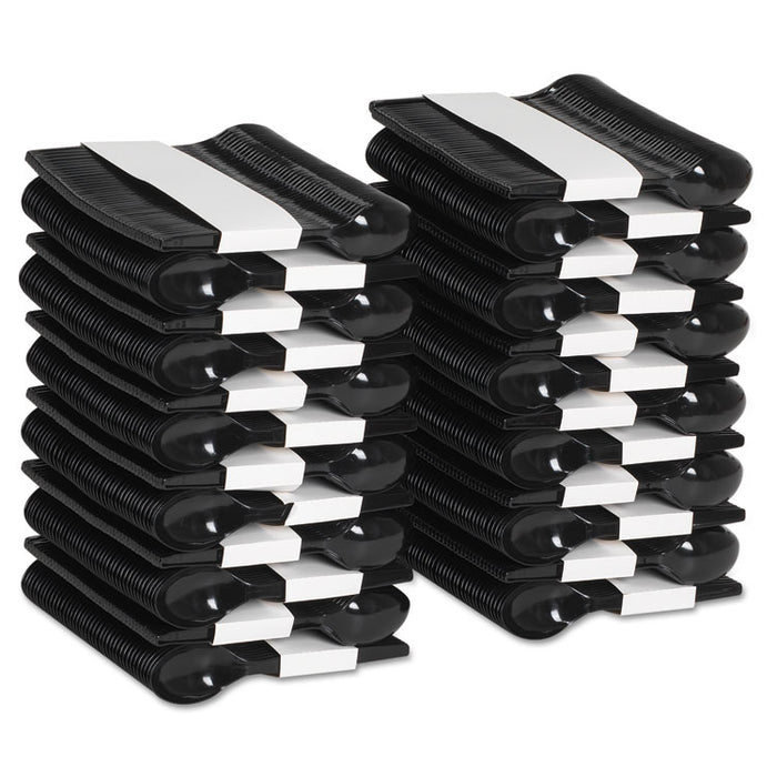 SmartStock Plastic Cutlery Refill, Spoons, 6", Series-O Mediumweight, Black, 40/Pack, 24 Packs/Carton