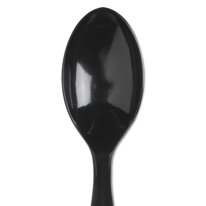 SmartStock Plastic Cutlery Refill, Spoons, 6", Series-O Mediumweight, Black, 40/Pack, 24 Packs/Carton
