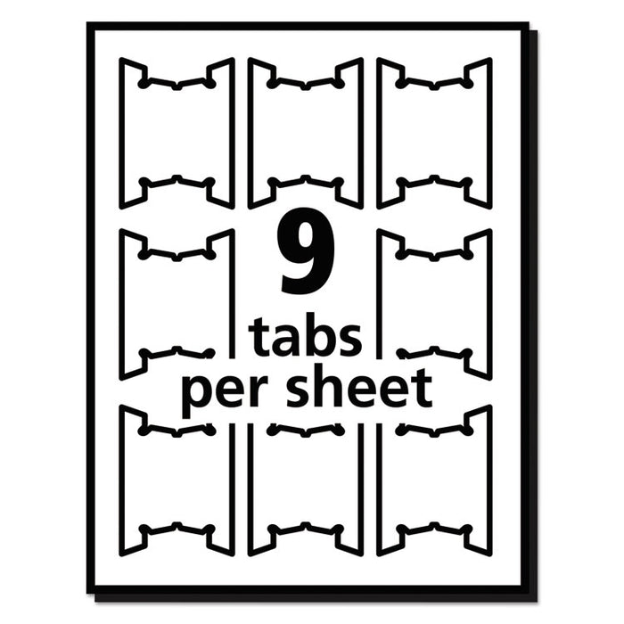 Laser Printable Hanging File Tabs, 1/5-Cut, White, 2.06" Wide, 90/Pack