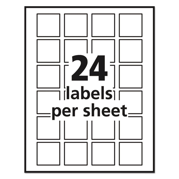 Square Labels w/ Sure Feed & TrueBlock, 1 1/2 x 1 1/2, White, 600/PK