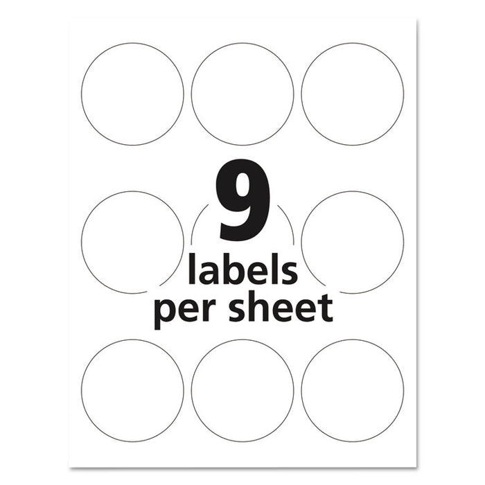 Round Print-to-the Edge Labels with SureFeed, 2.5" dia, Glossy White, 90/PK