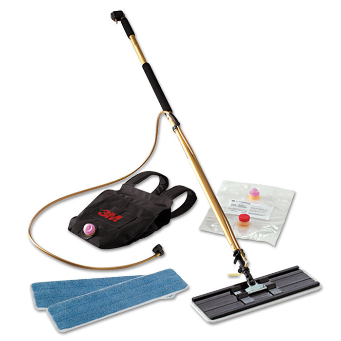 Easy Shine Applicator Kit w/Backpack, 18" Pad, 43" - 63" Handle, Gold/Black