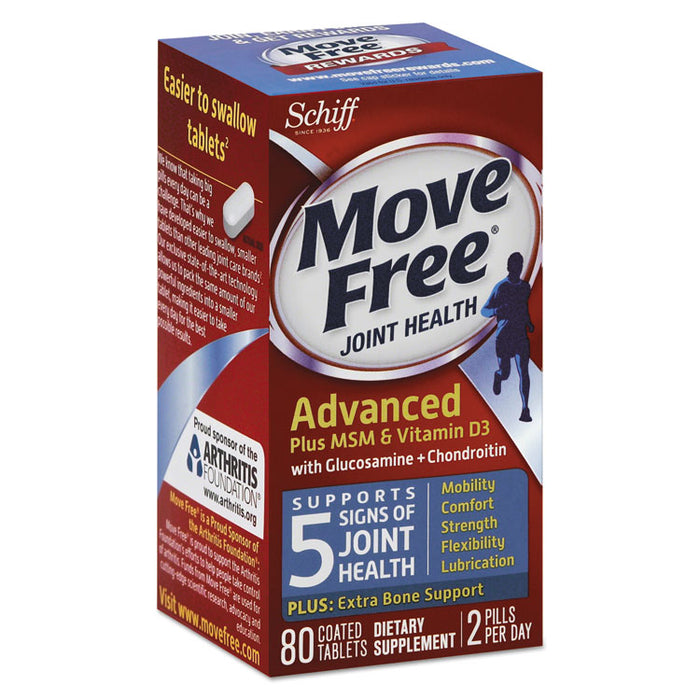 Move Free Advanced Plus MSM & Vitamin D3 Joint Health Tablet, 80 Count, 12/Ctn