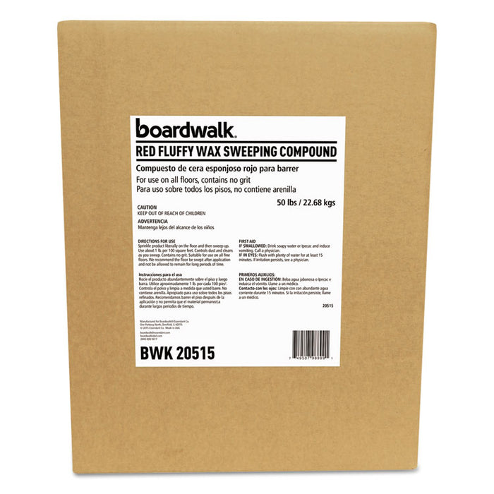 Economic Wax-Based Sweeping Compound, Red, Grit-Free, 50lbs, Box