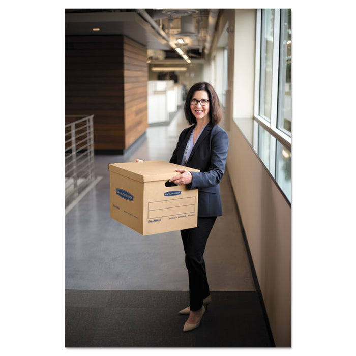 SmoothMove Classic Moving & Storage Boxes, Medium, Half Slotted Container (HSC), 18" x 15" x 14", Brown Kraft/Blue, 8/Carton