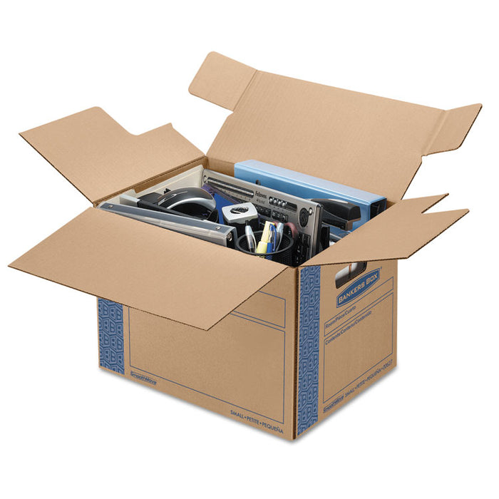 SmoothMove Prime Moving & Storage Boxes, Small, Regular Slotted Container (RSC), 16" x 12" x 12", Brown Kraft/Blue, 10/Carton