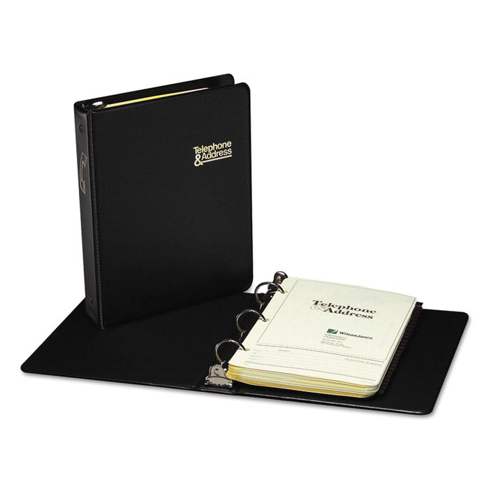 Looseleaf Phone/Address Book, 1" Capacity, 5 1/2 x 8 1/2, Black Vinyl, 80 Sheets
