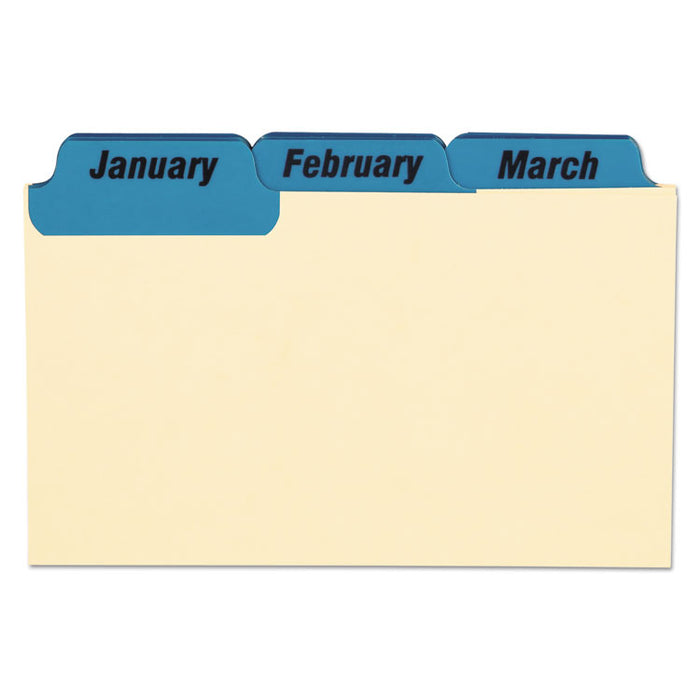 Manila Index Card Guides with Laminated Tabs, 1/3-Cut Top Tab, January to December, 3 x 5, Manila, 12/Set
