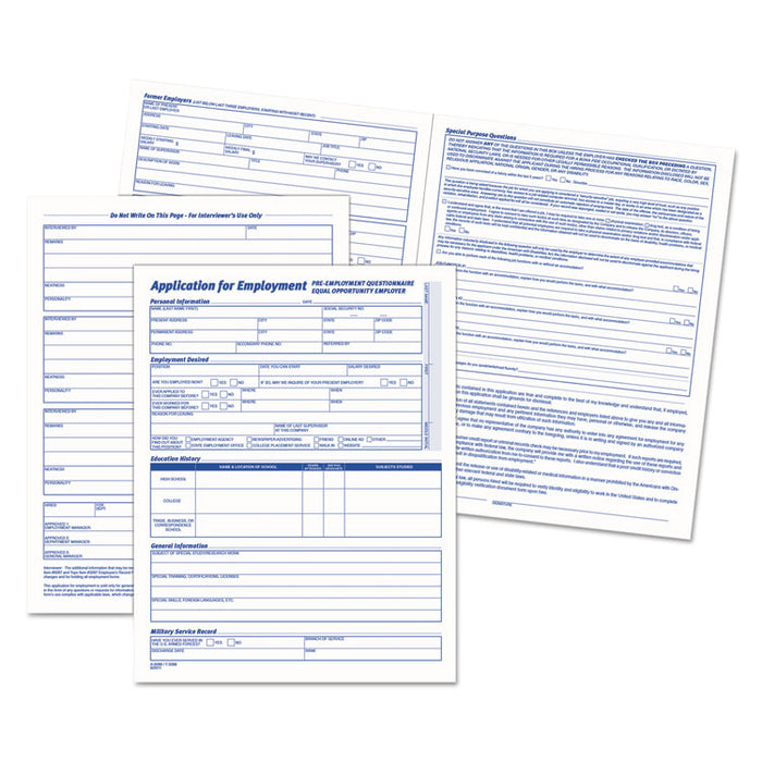 Comprehensive Employee Application Form, 8.5 x 11, 1/Page, 25 Forms