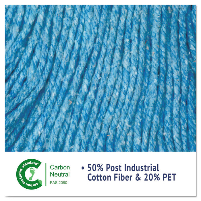 Super Loop Wet Mop Head, Cotton/Synthetic Fiber, 5" Headband, Medium Size, Blue