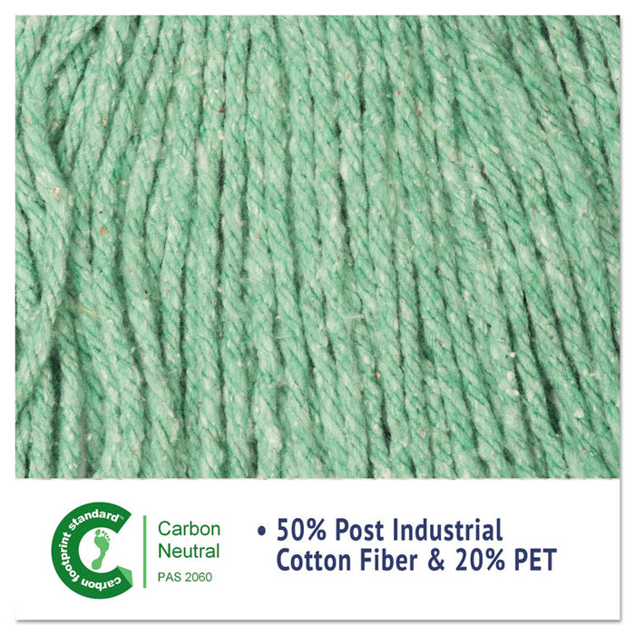 Super Loop Wet Mop Head, Cotton/Synthetic Fiber, 5" Headband, Large Size, Green, 12/Carton