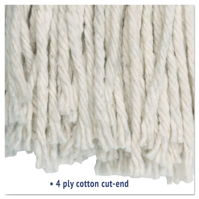 Cut-End Wet Mop Head, Cotton, White, #20, 12/Carton