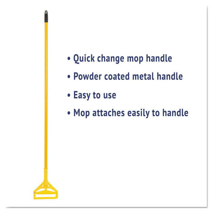 Quick Change Side-Latch Plastic Mop Head Handle, 60" Aluminum Handle, Yellow