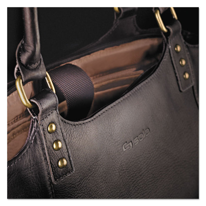 Executive Leather/Poly Bucket Tote, 16", 15 1/2" x 4 3/4" x 17 1/4", Espresso