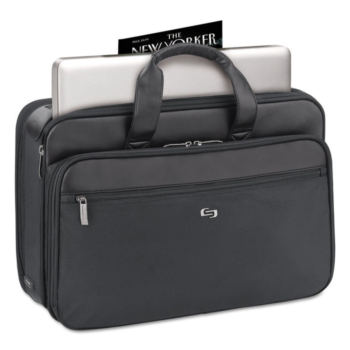 Classic Smart Strap Briefcase, Fits Devices Up to 16", Ballistic Polyester, 17.5 x 5.5 x 12, Black