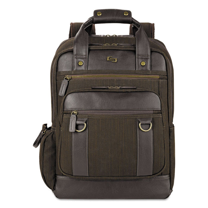 Bradford Backpack, 15.6", 12 x 5 x 17, Olive Denim/Espresso