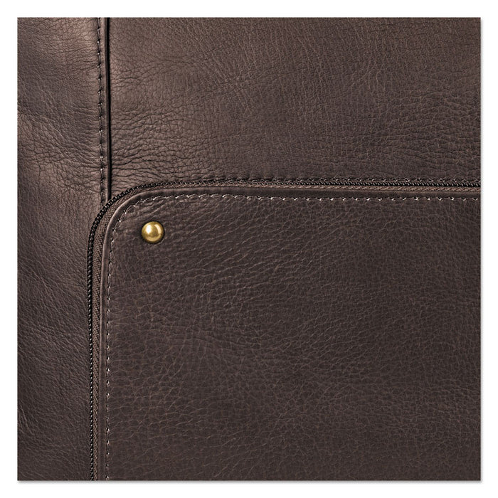 Executive Leather/Poly Bucket Tote, 16", 15 1/2" x 4 3/4" x 17 1/4", Espresso