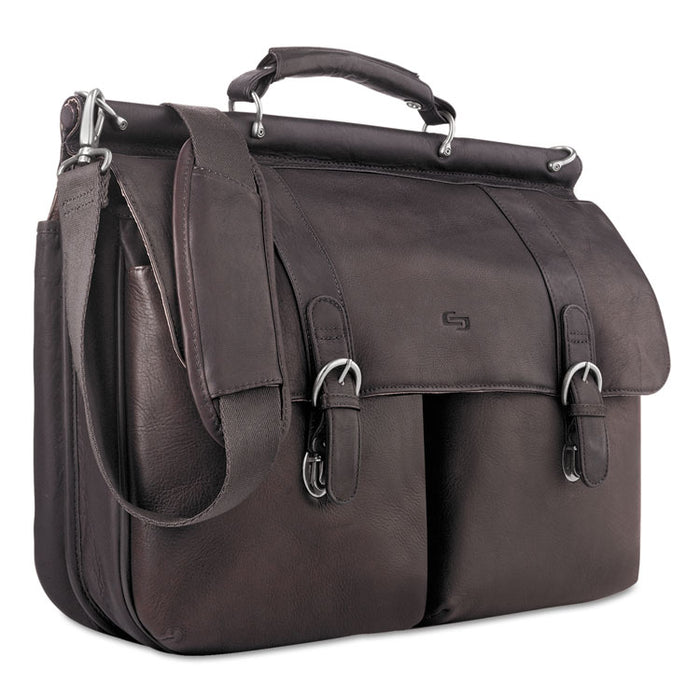 Executive Leather Briefcase, 16", 16 1/2" x 5" x 13", Espresso