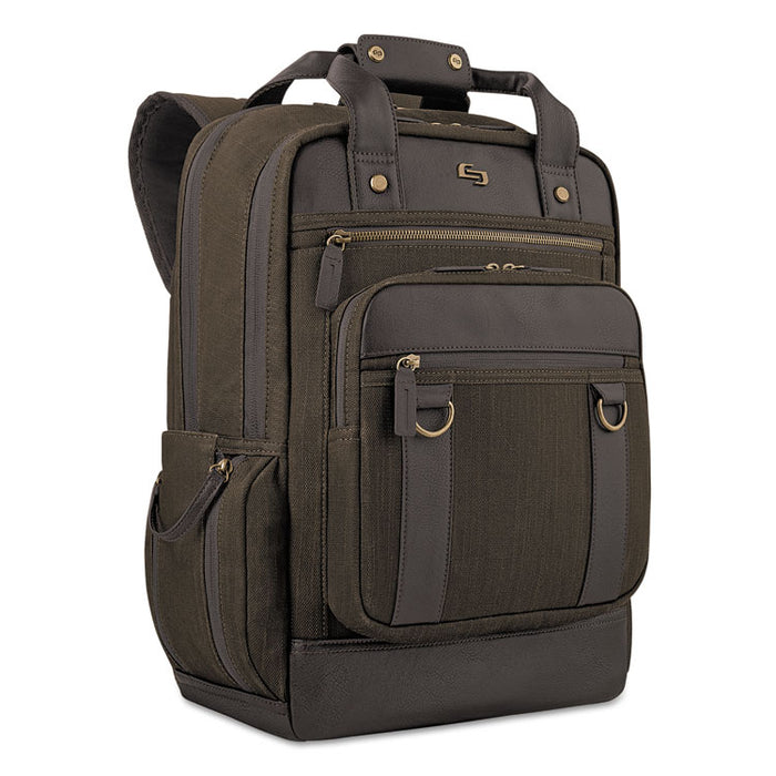 Bradford Backpack, 15.6", 12 x 5 x 17, Olive Denim/Espresso