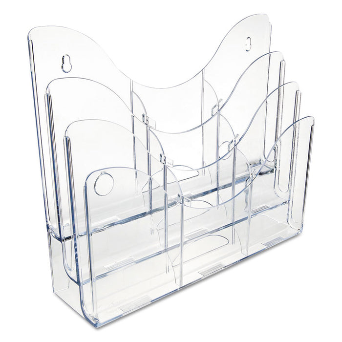 3-Tier Document Organizer w/6 Removable Dividers, 14w x 3.5d x 11.5h, Clear