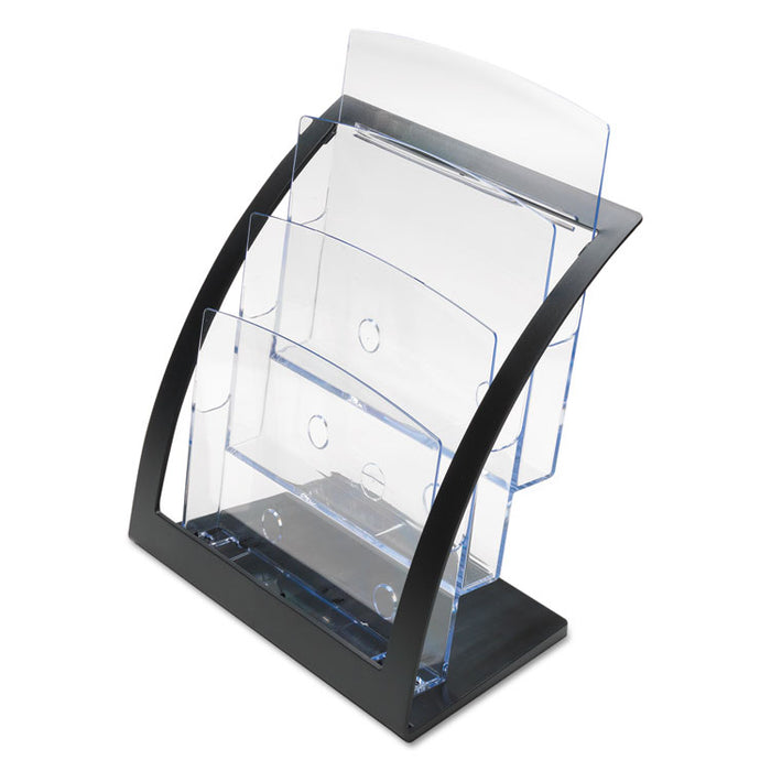 3-Tier Literature Holder, Leaflet Size, 11.25w x 6.94d x 13.31h, Black