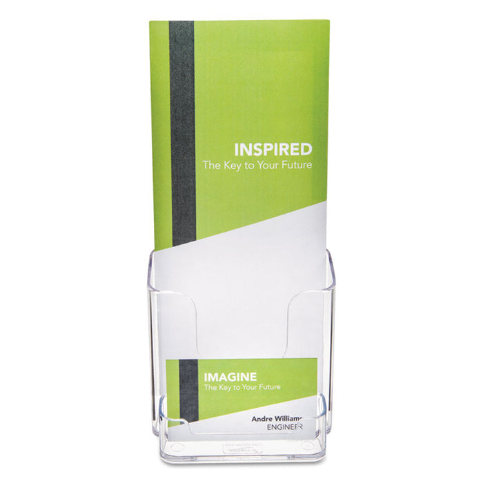 DocuHolder for Countertop/Wall-Mount w/Card Holder, 4.38w x 4.25d x 7.75h, Clear