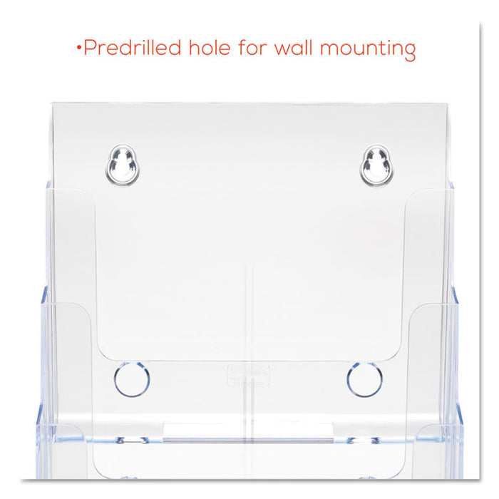 4-Compartment DocuHolder, Magazine Size, 9.38w x 7d x 13.63h, Clear