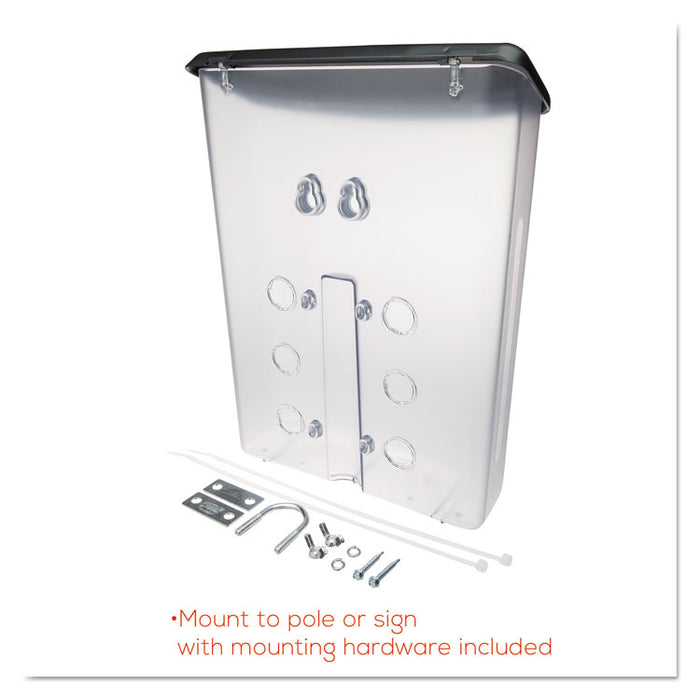 Outdoor Literature Box, 10w x 4.5d x 13.13h, Clear/Black