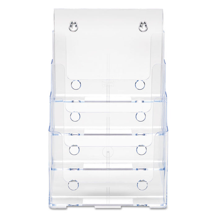 4-Compartment DocuHolder, Magazine Size, 9.38w x 7d x 13.63h, Clear