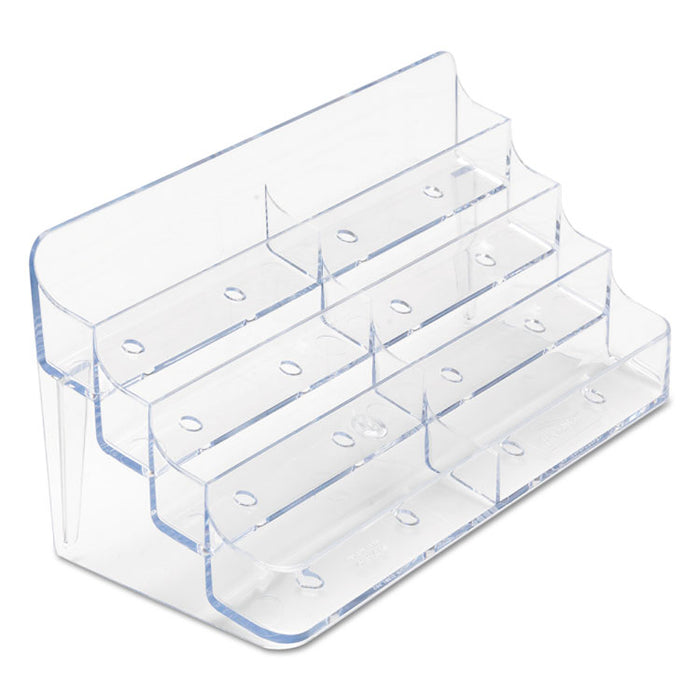 8-Pocket Business Card Holder, 400 Card Cap, 7 7/8 x 3 3/8 x 3 1/2, Clear