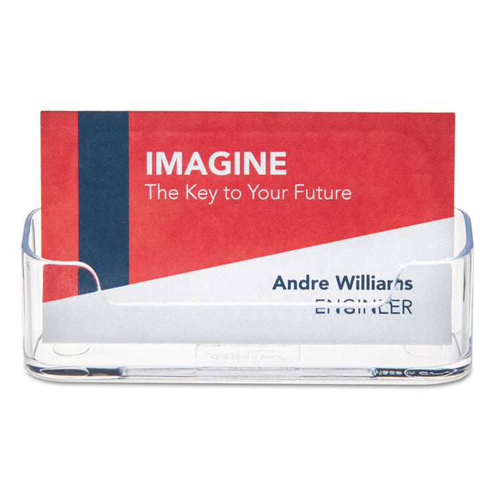 Horizontal Business Card Holder, 50 Card Cap, 3 7/8 x 1 13/16 x 1 3/8, Clear