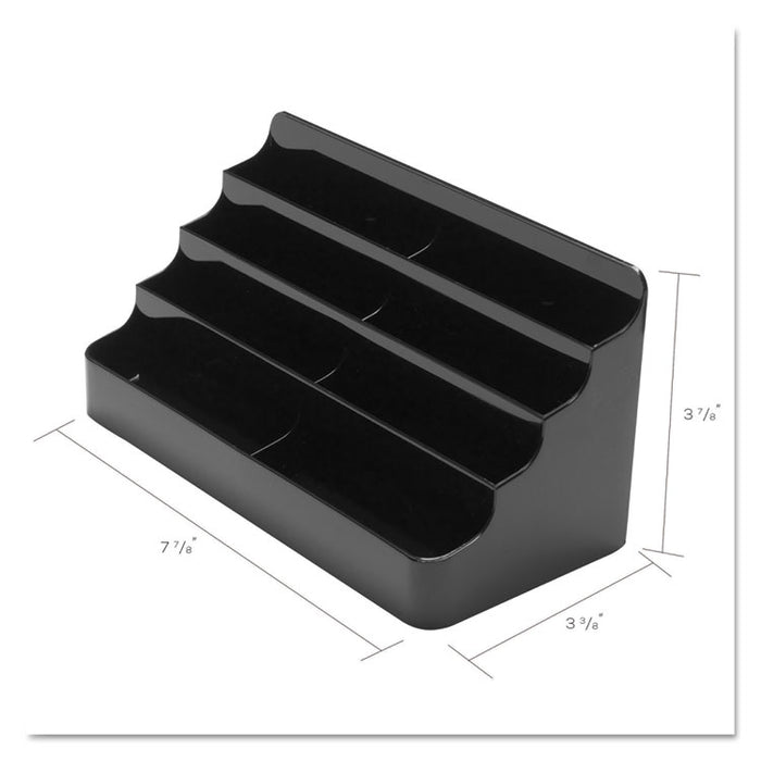 8-Tier Recycled Business Card Holder, Holds 400 Cards, 7.88 x 3.88 x 3.38, Plastic, Black