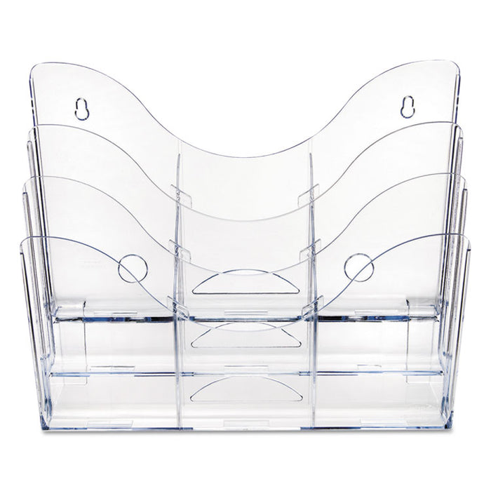 3-Tier Document Organizer w/6 Removable Dividers, 14w x 3.5d x 11.5h, Clear
