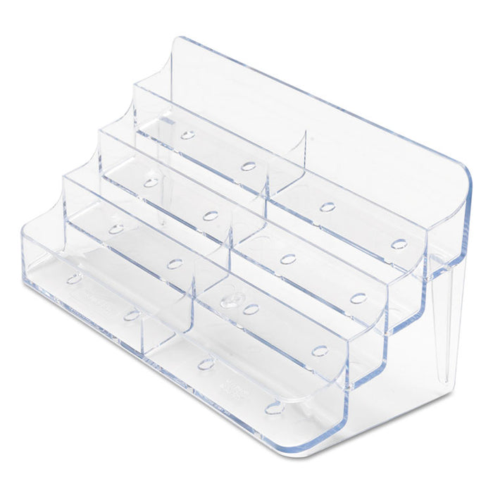 8-Pocket Business Card Holder, 400 Card Cap, 7 7/8 x 3 3/8 x 3 1/2, Clear