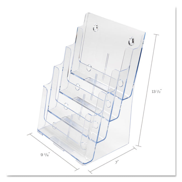 4-Compartment DocuHolder, Magazine Size, 9.38w x 7d x 13.63h, Clear