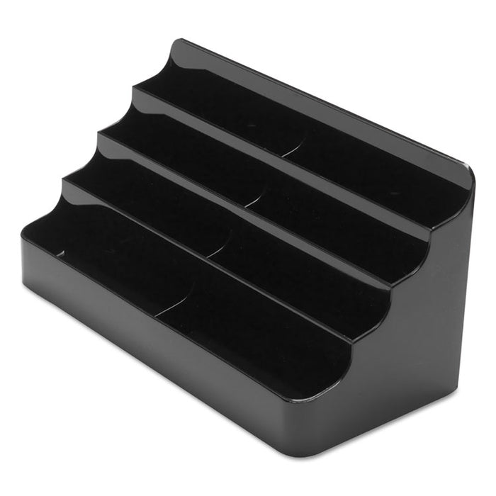 8-Tier Recycled Business Card Holder, Holds 400 Cards, 7.88 x 3.88 x 3.38, Plastic, Black