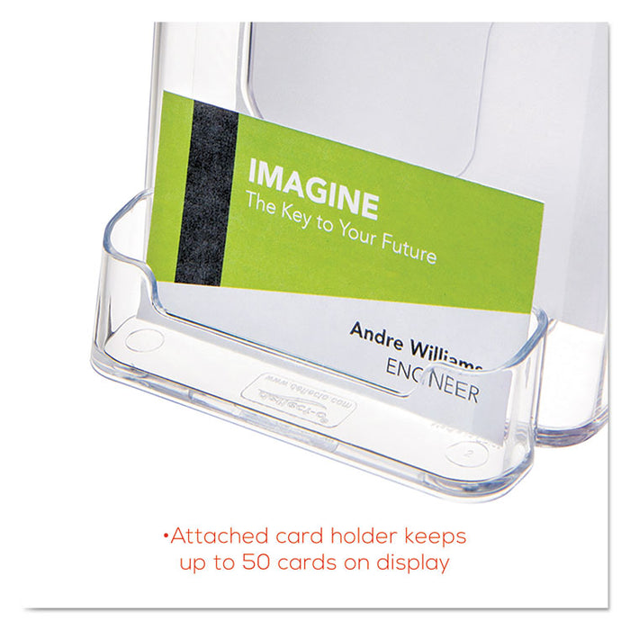 DocuHolder for Countertop/Wall-Mount w/Card Holder, 4.38w x 4.25d x 7.75h, Clear
