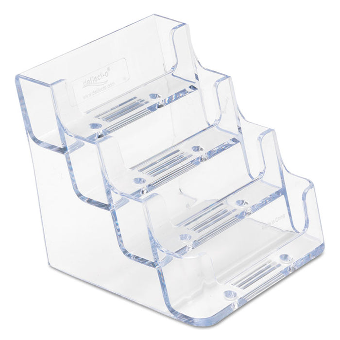 4-Pocket Business Card Holder, Holds 200 Cards, 3.94 x 3.5 x 3.75, Plastic, Clear
