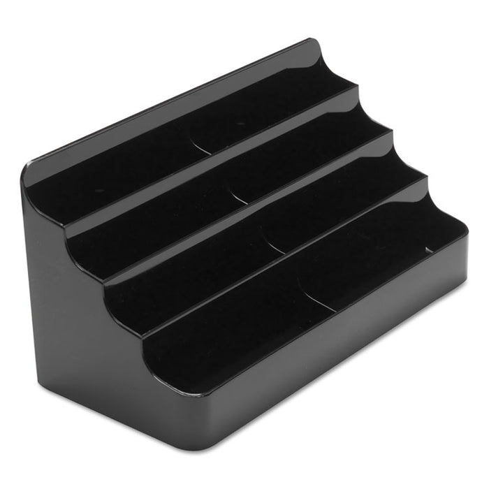 8-Tier Recycled Business Card Holder, Holds 400 Cards, 7.88 x 3.88 x 3.38, Plastic, Black