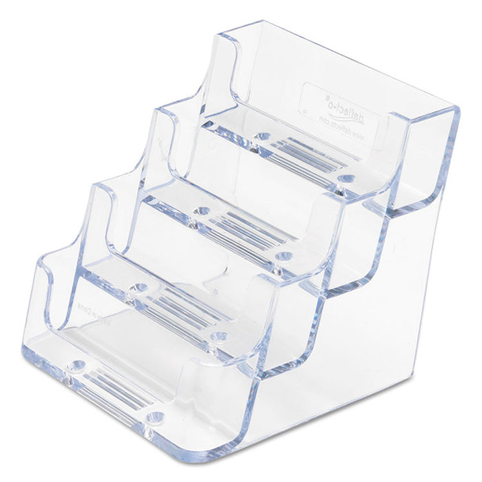 4-Pocket Business Card Holder, Holds 200 Cards, 3.94 x 3.5 x 3.75, Plastic, Clear