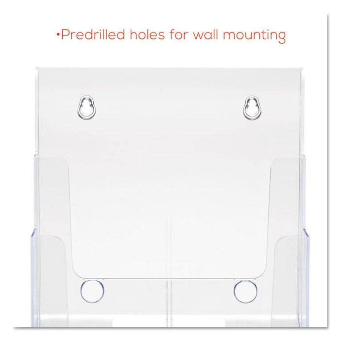 3-Compartment DocuHolder, Magazine Size, 9.5w x 6.25d x 12.63, Clear