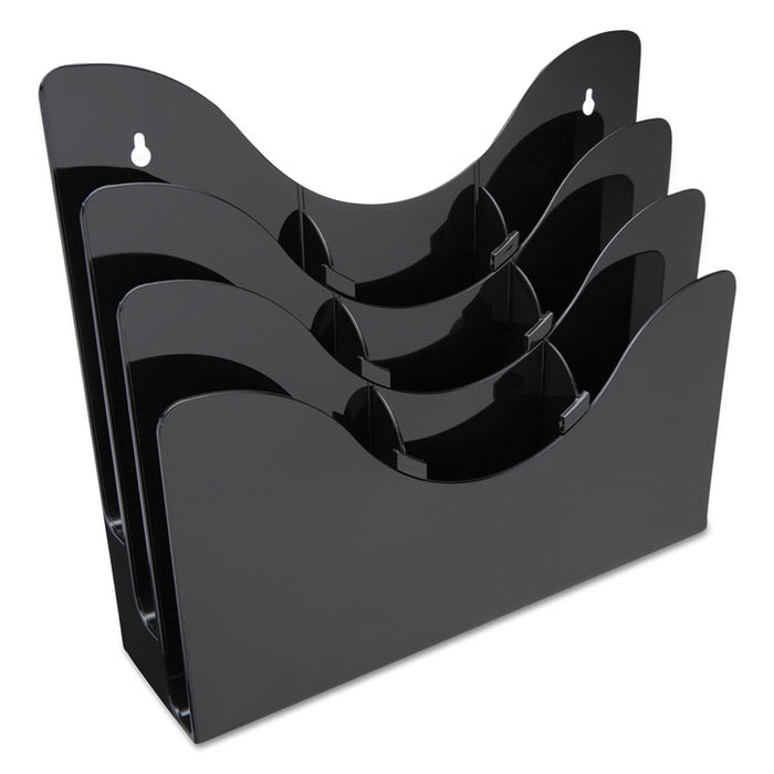 3-Tier Document Organizer w/6 Removable Dividers, 13.38w x 3.5d x 11.5h, Black