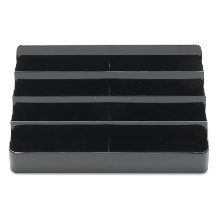 8-Tier Recycled Business Card Holder, Holds 400 Cards, 7.88 x 3.88 x 3.38, Plastic, Black