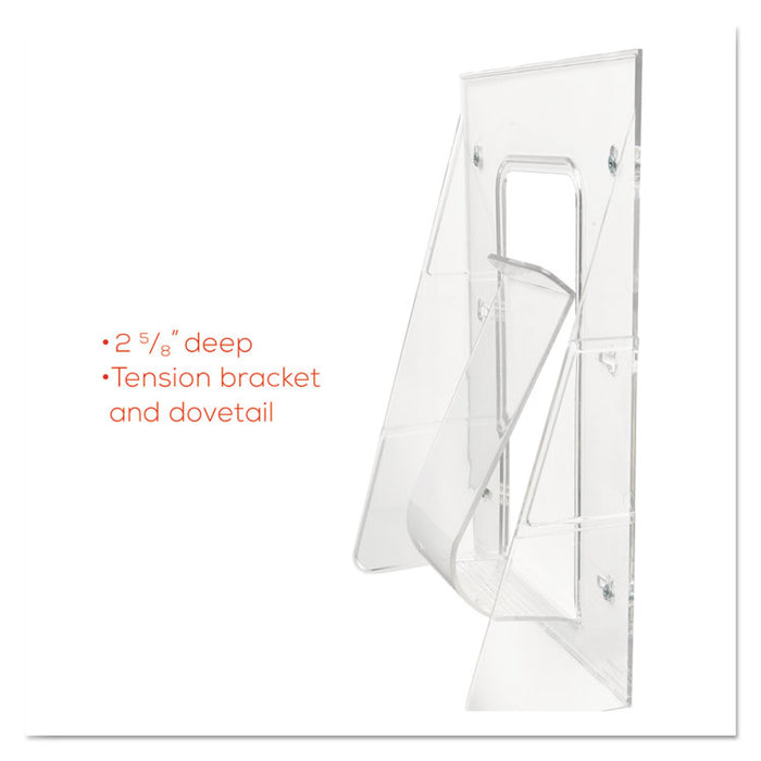 Stand-Tall Wall-Mount Literature Rack, Magazine, 9.13w x 3.25d x 11.88h, Clear