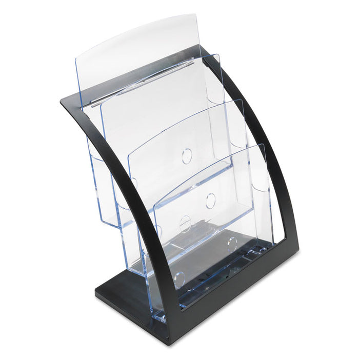 3-Tier Literature Holder, Leaflet Size, 11.25w x 6.94d x 13.31h, Black