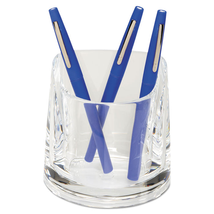 Stratus Acrylic Pen Cup, 4 1/2 x 2 3/4 x 4 1/4, Clear