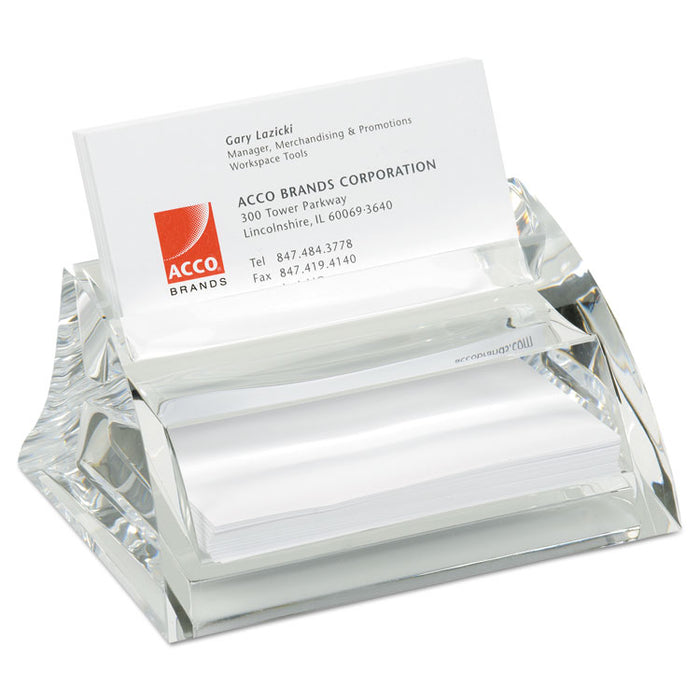 Stratus Acrylic Business Card Holder, Holds 40 3.5 x 2 Cards, 3.5 x 4.5 x 2.25, Clear