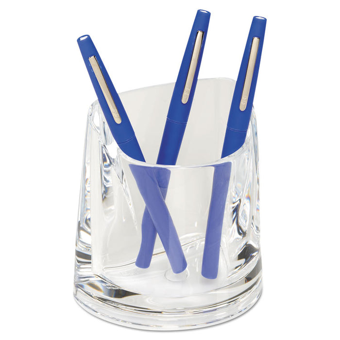 Stratus Acrylic Pen Cup, 4 1/2 x 2 3/4 x 4 1/4, Clear