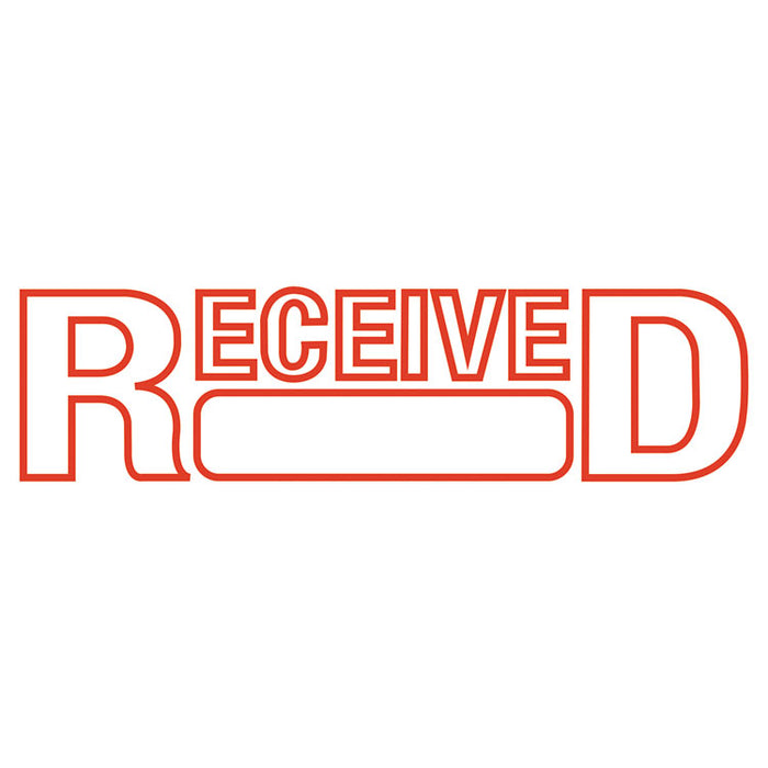 Green Line Message Stamp, Received, 1 1/2 x 9/16, Red