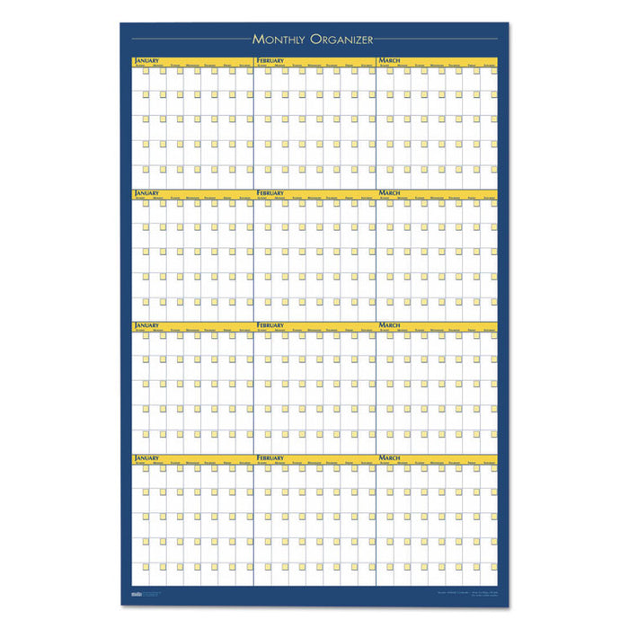 100% Recycled 12-Month Laminated Planning Board, 36 x 24